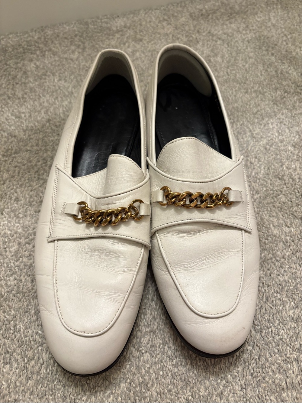 Tom Ford White Leather Loafers, Size 40